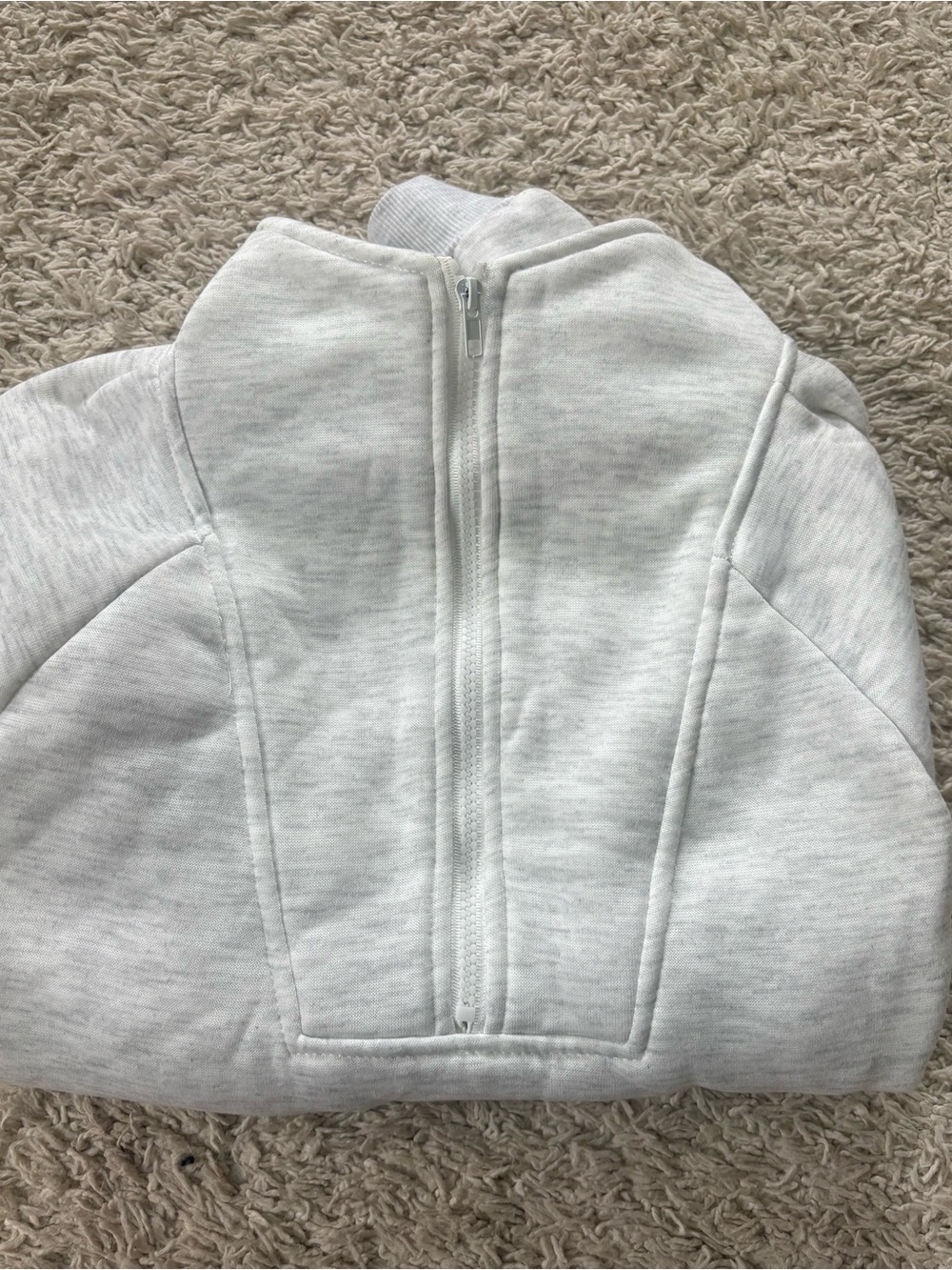 SHEIN Light Gray Half-Zip Pullover Sweatshirt.